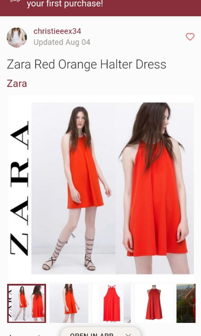 Zara red halter dress sales