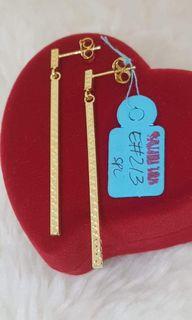 18k Saudi Gold Earrings Bar Type Dangles Stud
