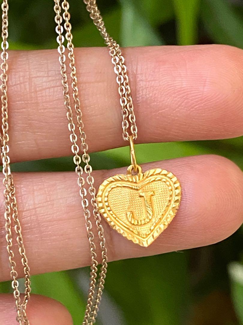21K J Heart Pendant, Women's Fashion 