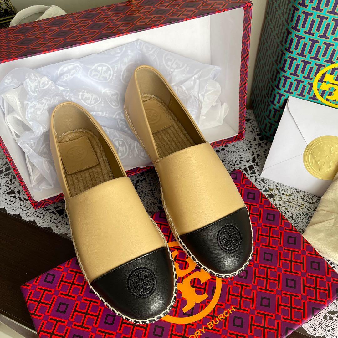 📌 ON HAND: Tory Burch Colorblock Leather Logo Espadrille Shoes in Size  US8, Women's Fashion, Footwear, Flats & Sandals on Carousell