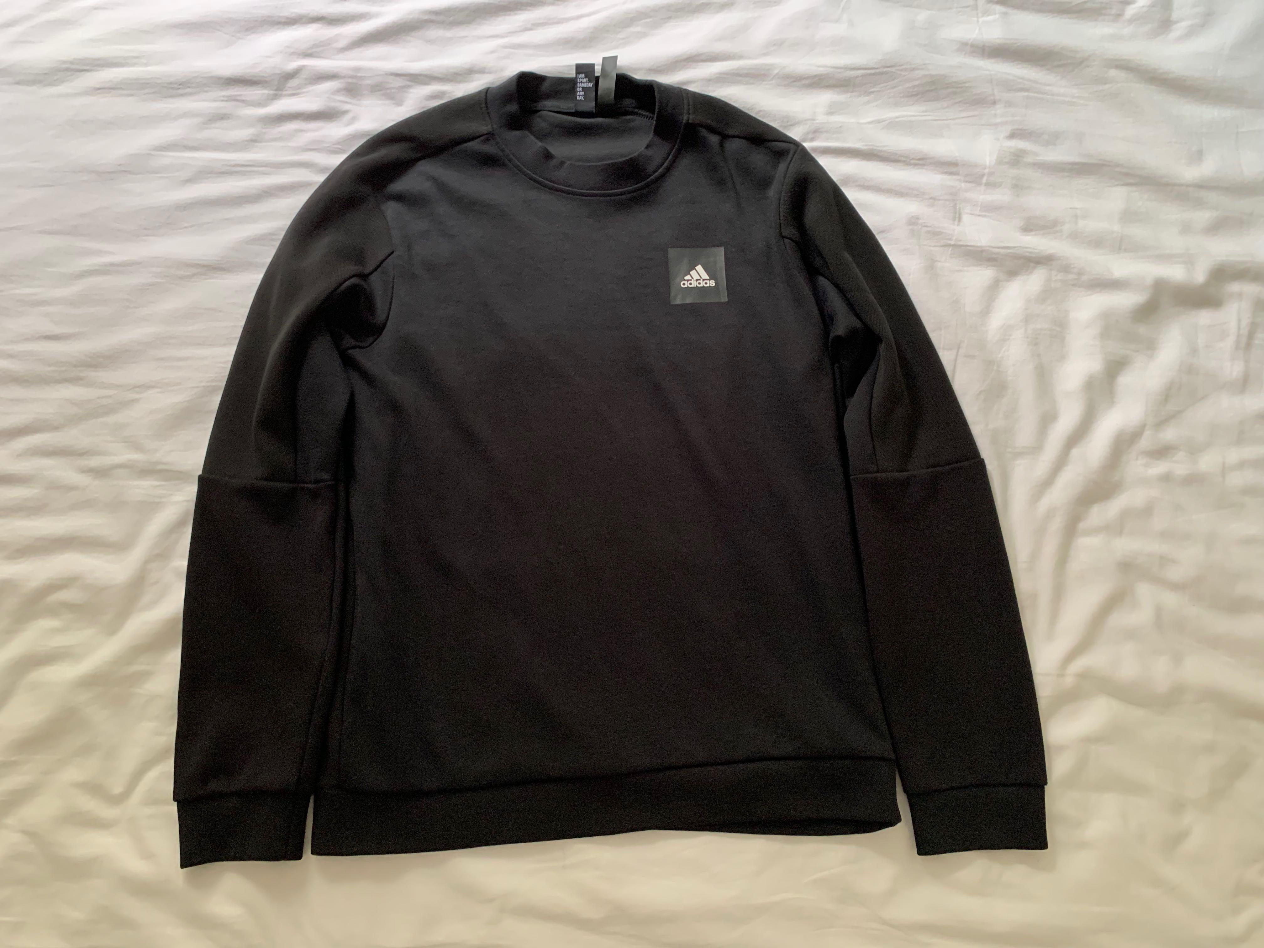 Adidas Must Haves Crew Sweatshirt (Size M, Black), Men's Fashion