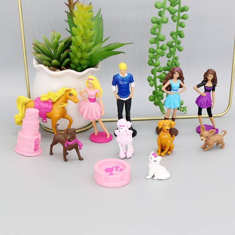 Barbie Doll and Ken Figurines Cake Toppers 10 Pcs a Set