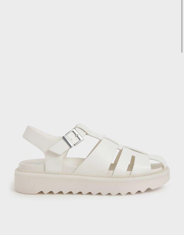 White cut out top sandals