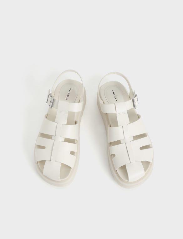 White cut 2024 out sandals