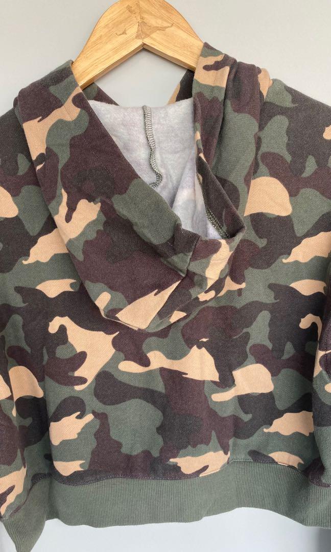 Crop top hoodie army h&m