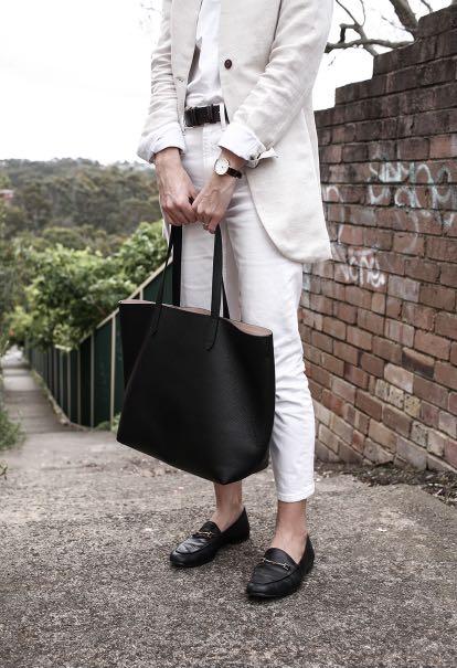 Small structured leather tote best sale