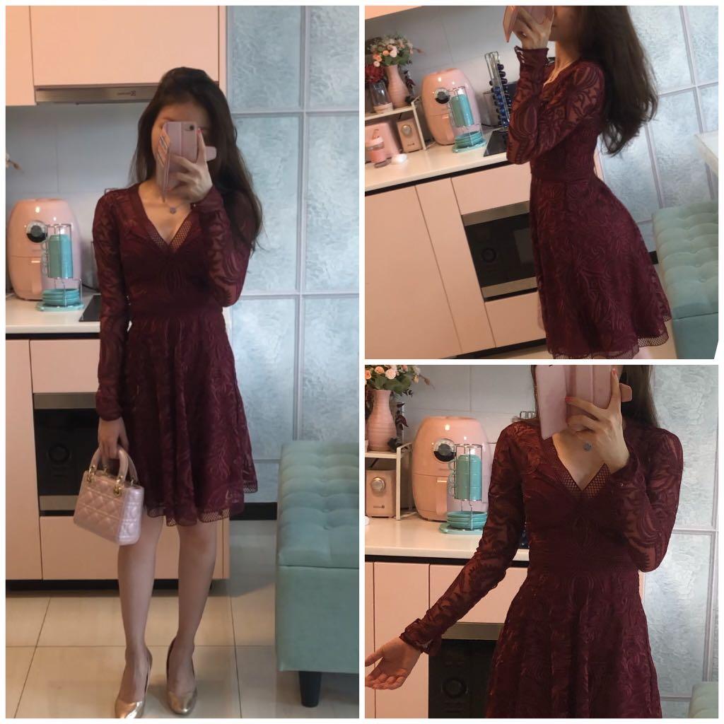 Forever New XXS Maroon Dress, Women's 
