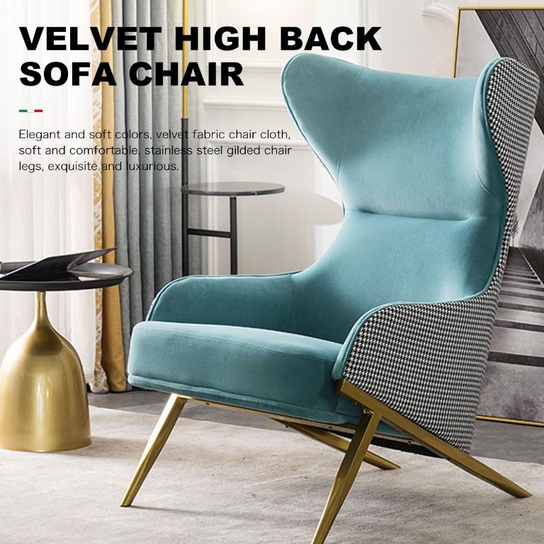 High Back Arm Chair with stainless steel Feet Furniture Home Living Furniture Chairs on Carousell