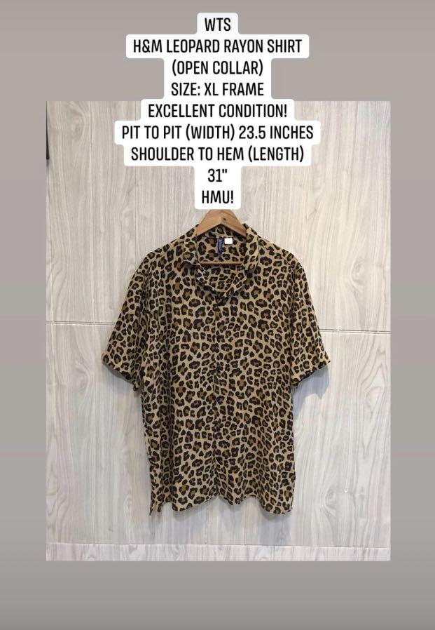 H M Divided Leopard Rayon Shirt Men s Fashion Tops Sets