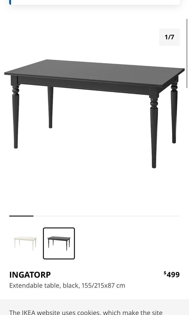 Black IKEA extendable dining Table (used), Furniture & Home Living, Furniture, Tables & Sets on