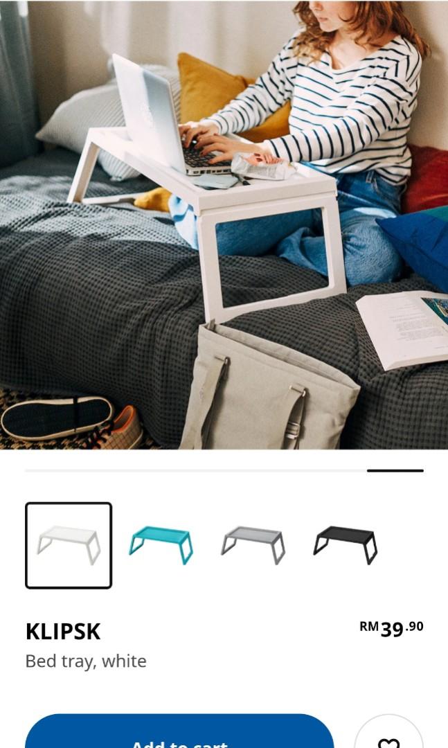 Ikea Klipsk Bed Tray in White, Furniture & Home Living, Furniture