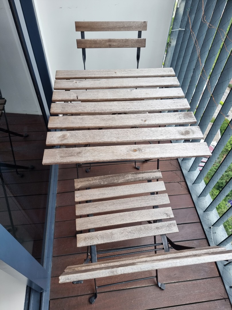 Ikea outdoor table + 2 foldable chairs, Furniture & Home Living