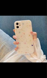 INS 簡單愛心金箔iPhone 11 pro矽膠手機殼
