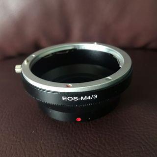 Len mount EOS to m43 adaptor Canon len EOS EF, EFS  to m43 Lumix Olympus mirrorless camera.