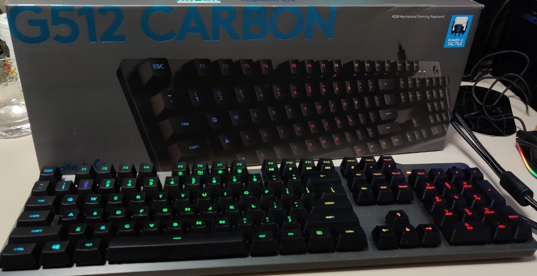 平放Logitech RGB機械軸鍵盤 G512 Carbon ROMER-G TACTILE, 電腦＆科技, 電腦周邊及配件, 電腦鍵盤及 ...