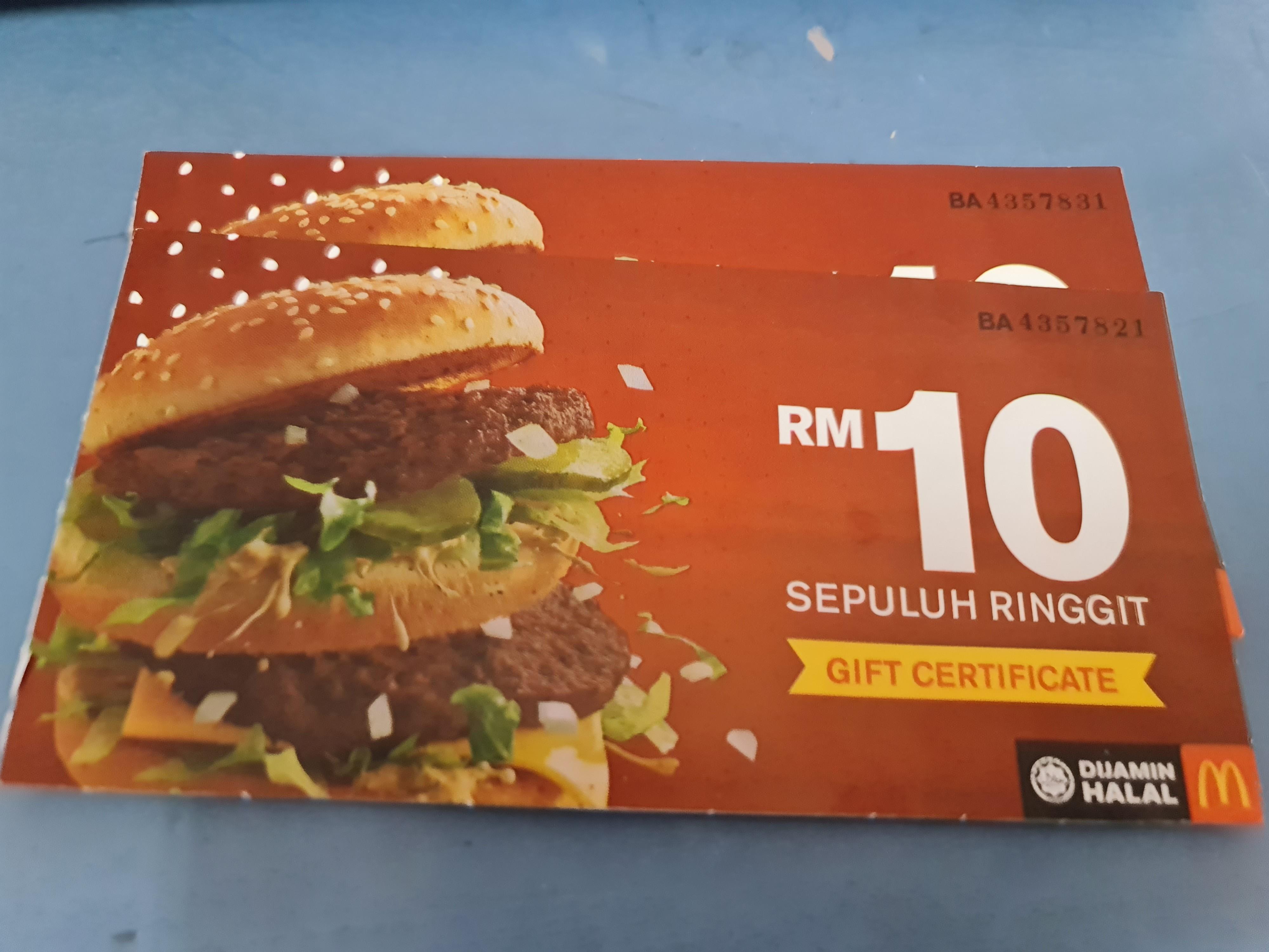 Mcd Rm200 And Kfc Rm300 Voucher Tickets Vouchers Gift Cards Vouchers On Carousell