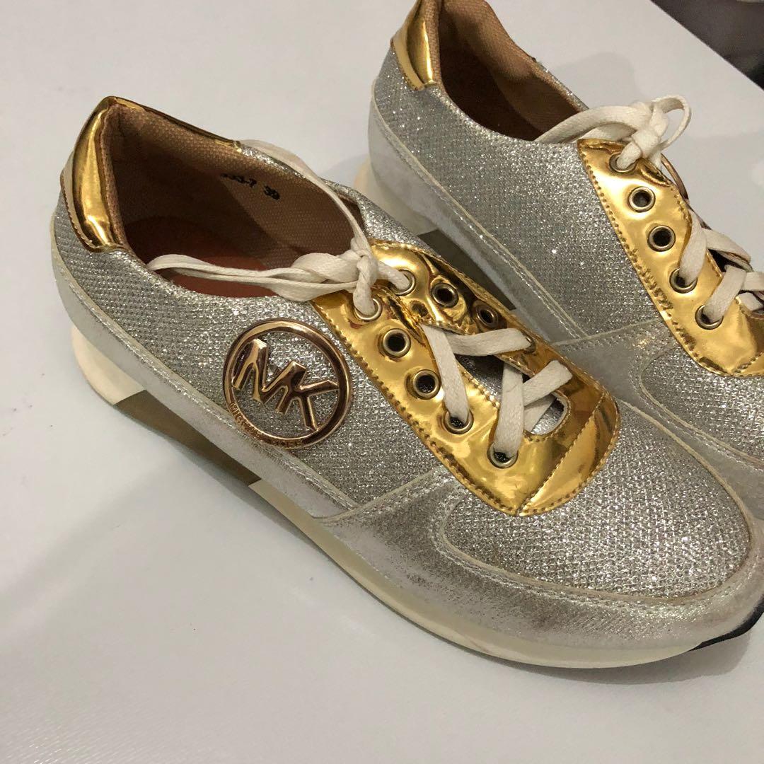 Michael Kors MK Sport Shoes Sepatu Gold Silver Putih Fashion