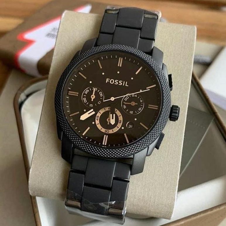 100% Fossil Watch Men Black Fs4682 