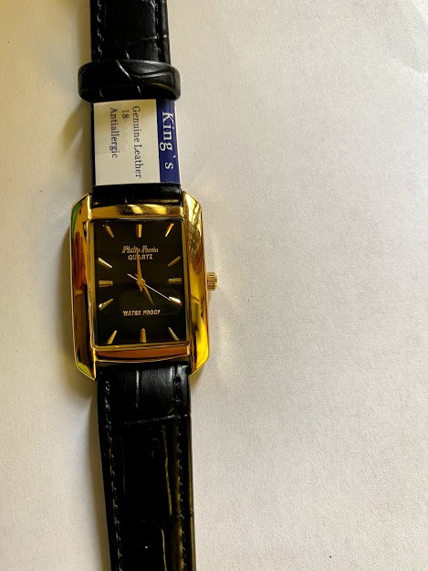 Philip Persio Quartz Rectangular Black Dial Watch
