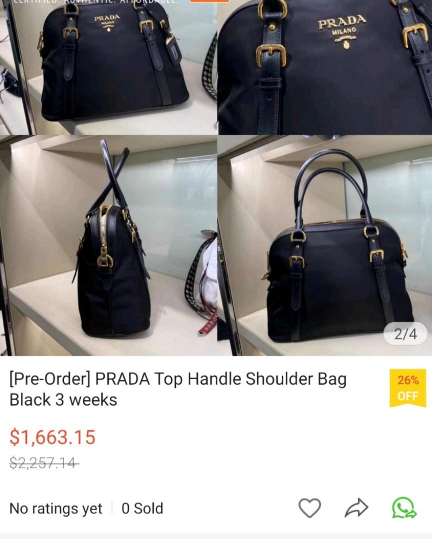 Prada Tessuto Nylon and Saffiano Leather Black Satchel 1BB013: Buy