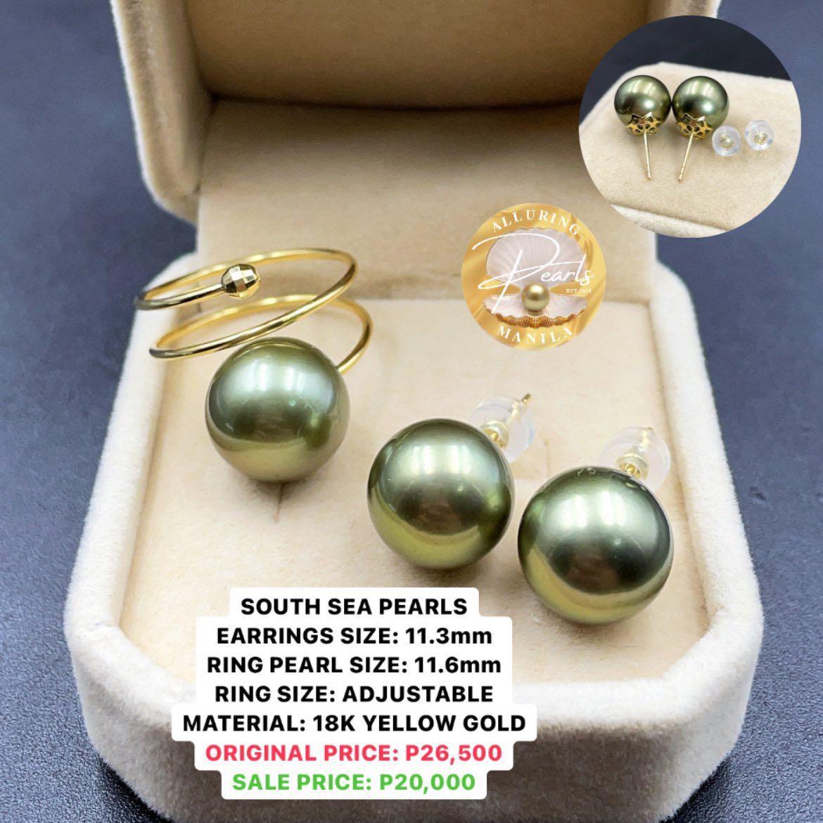Pearl earrings and ring set clearance