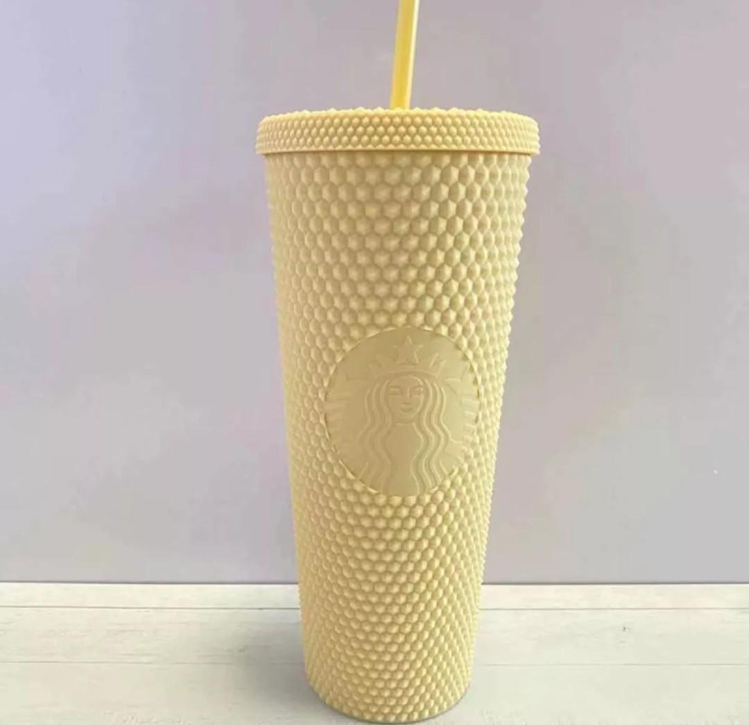 Starbucks China 2021 New Butter Yellow Matte Studded 24oz Straw Cup Tumbler 