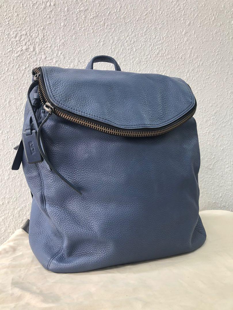 TUMI NAVY BLUE LEATHER BACKPACK Women s Fashion Bags Wallets