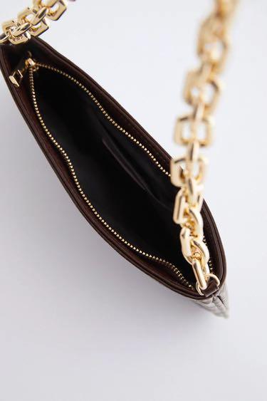 Zara animal print sale shoulder bag with chain