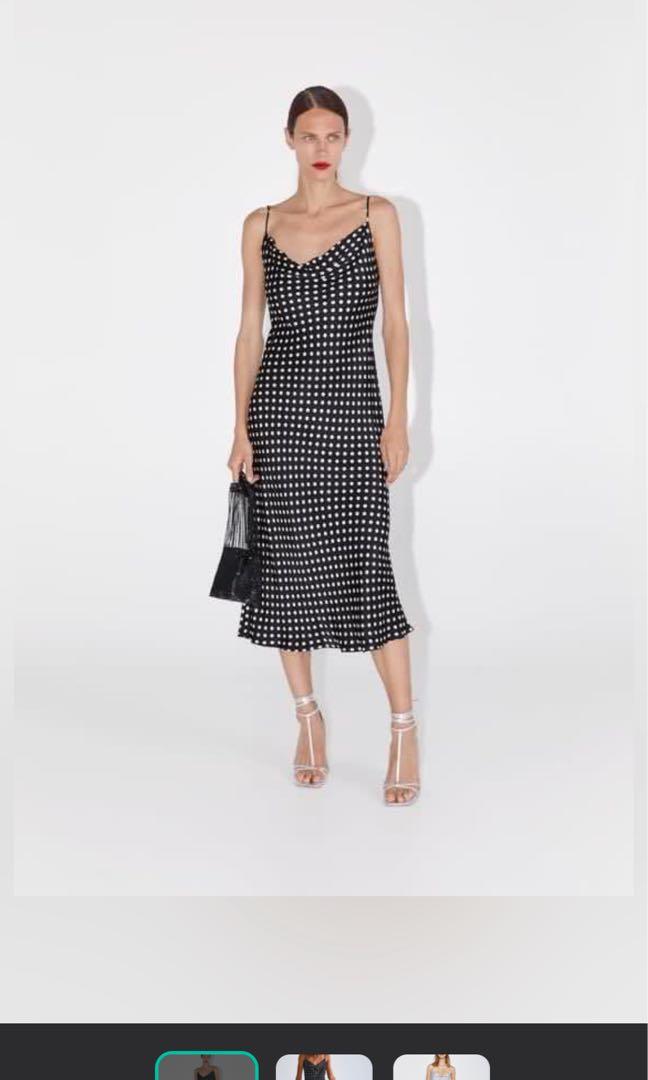 Zara polka dot best sale cowl neck dress
