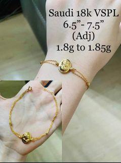 18k Saudi Gold Bracelet 6.5" - 7.5" Cameo Meo Lady Center