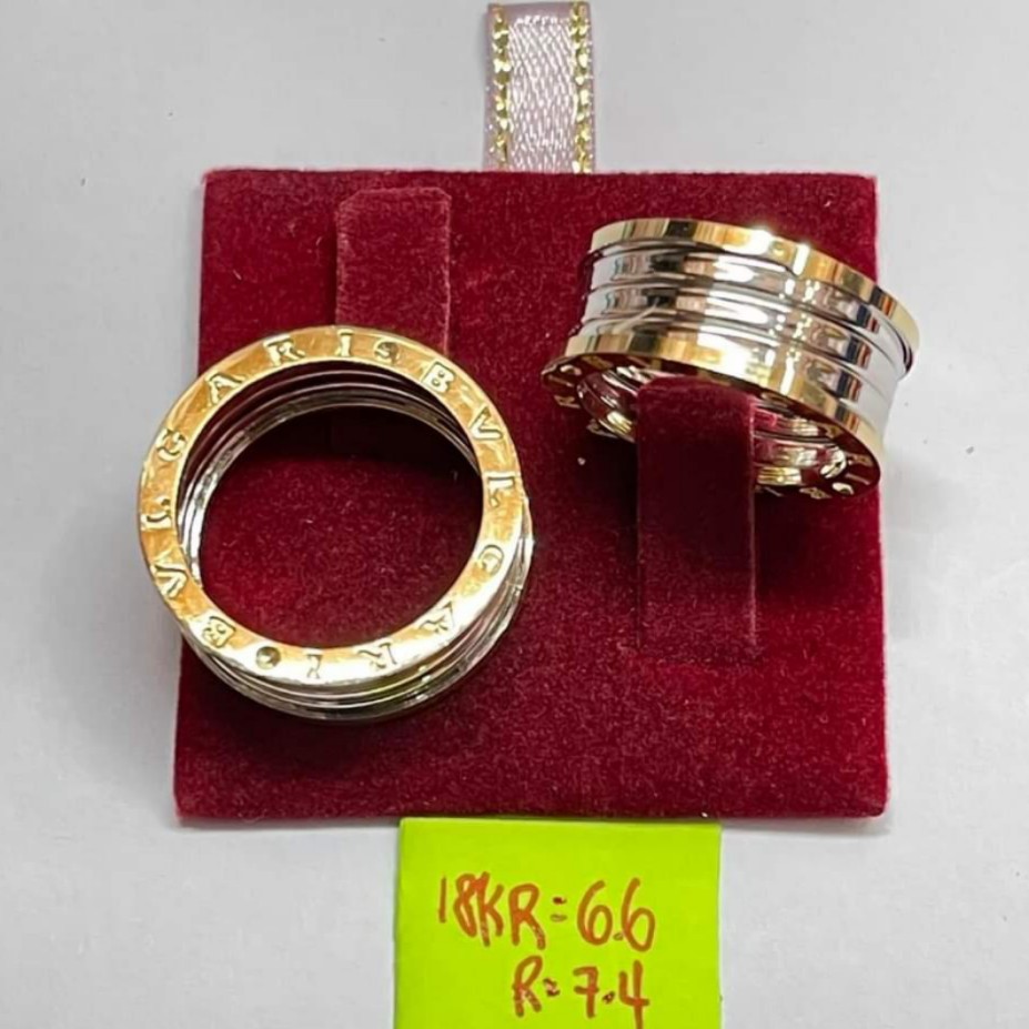 18K Saudi Gold twotone Bulgari Ring, Women's Fashion, Jewelry & Organizers,  Rings on Carousell