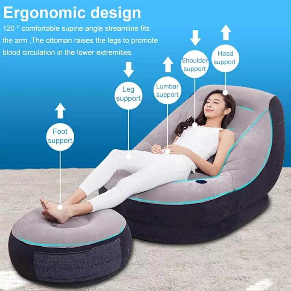Inflatable Sofa With Foot Stool and Manual Pump in Alimosho - Furniture,  Debbie Umunna | Jiji.ng