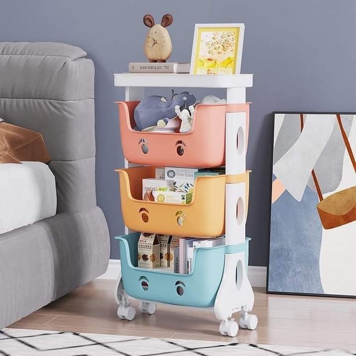 Stack Toy Rack 3 Layer Toy Storage Rack with wheels, Furniture & Home Living, Home ...