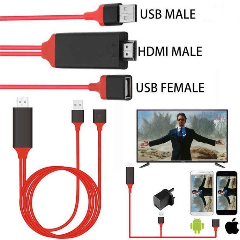 3IN1 UNIVERSAL MIRASCREEN HDMI 1080P 60HZ ADAPTER CABLE LIGHTNING ANDROID TYPE C IPHONE TO HDTV CABLE