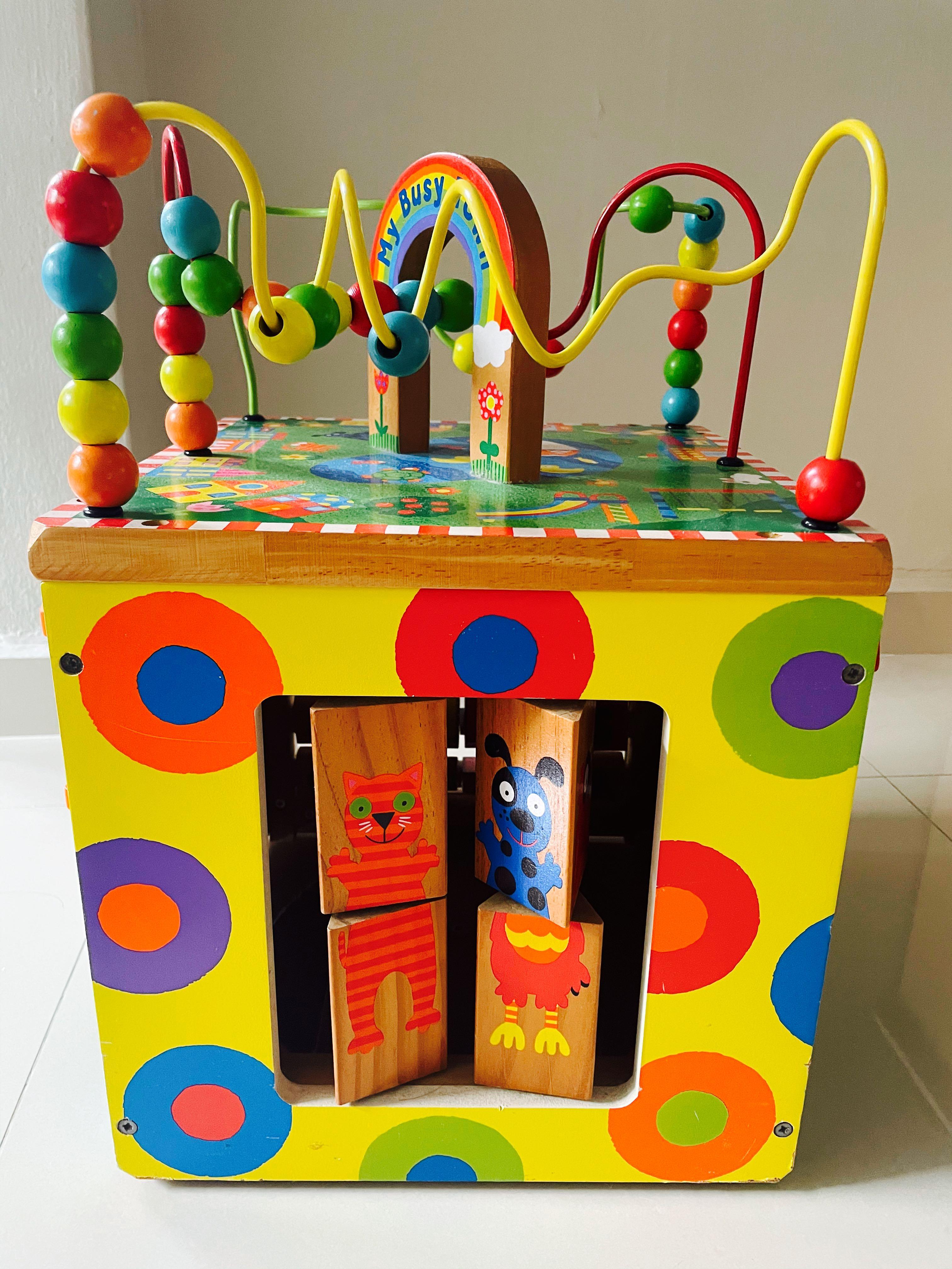 My busy town wooden activity cube clearance