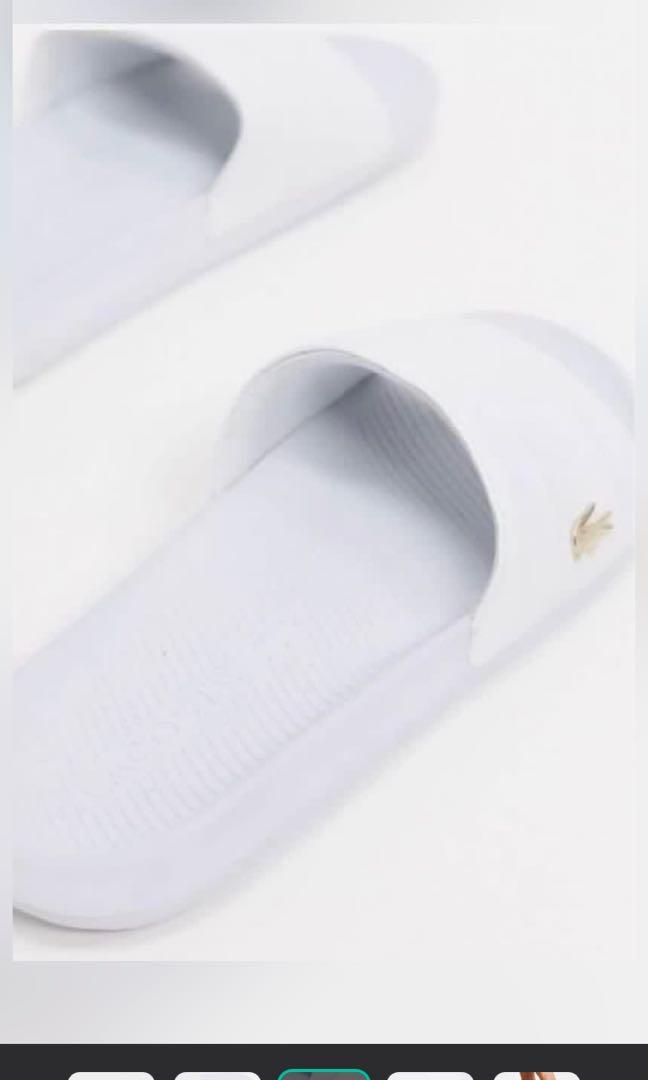 Authentic Lacoste White Sliders