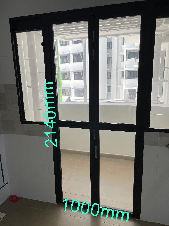 Bifold Lami Glass Door Aluminium frame collapsible foldable original HDB service yard sliding