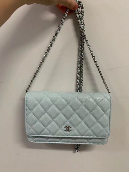 Chanel 21K Caviar Wallet on Chain light baby blue caviar , Luxury, Bags &  Wallets on Carousell
