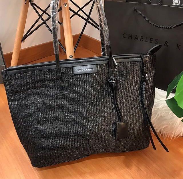 Charles and keith textured cheap tote bag