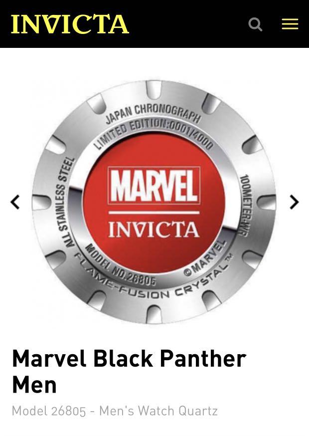 Invicta Marvel Black Panther Chronograph Gold Dial Men Watch