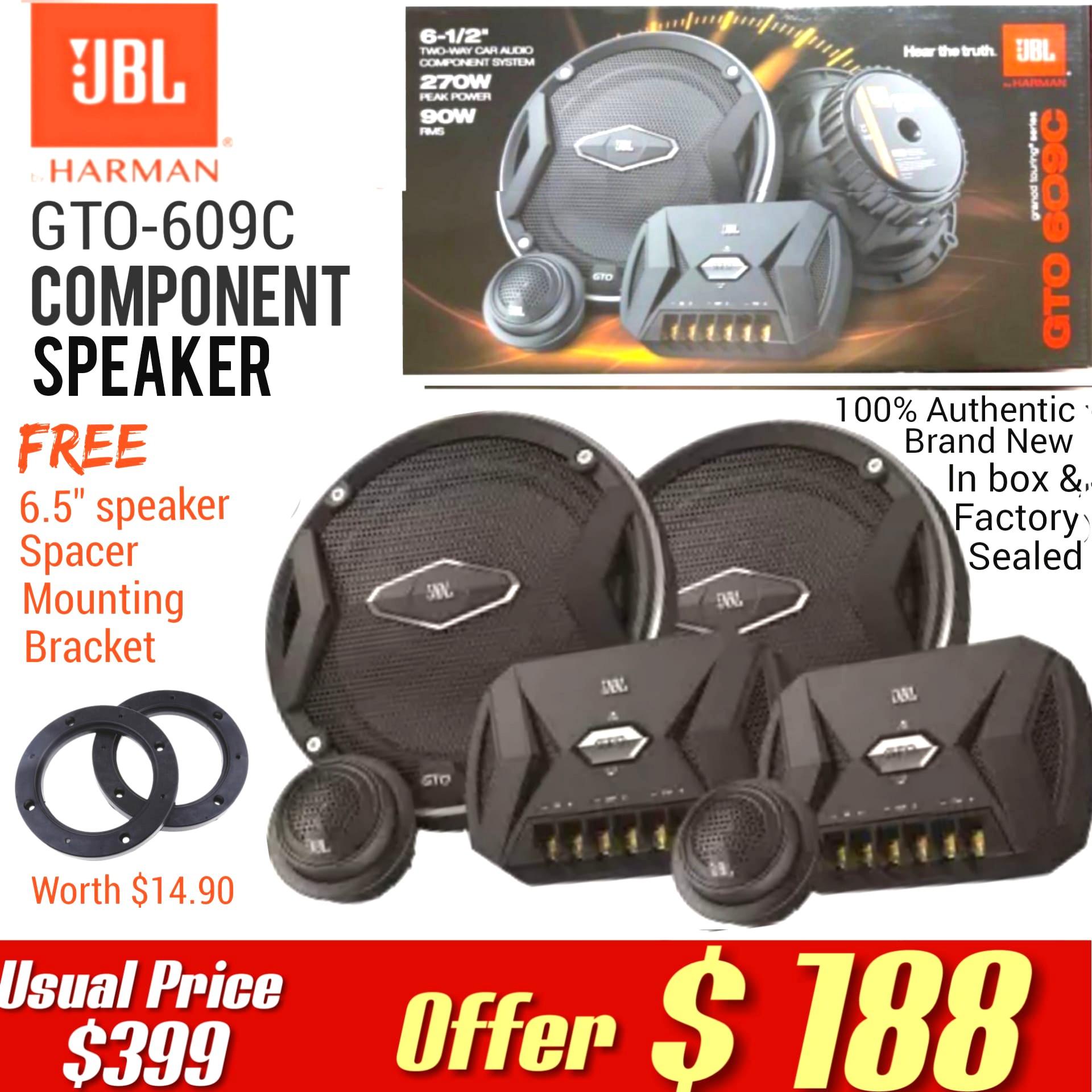 JBL Component Car Speaker ( 4 speakers system for front door) with  Crossover Networks. Model: GTO609C. Usual: $399 Offee: $188. 100%  Authentic. Brand New in Box and Factory sealed. Cash & carry,