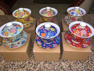 Handmade & Hand painted Jingdezhen Tea Tureen 160ml Exquisite Enamel Ceramic Porcelain Tea Bowl Master Cup Kung Fu Tea ware 