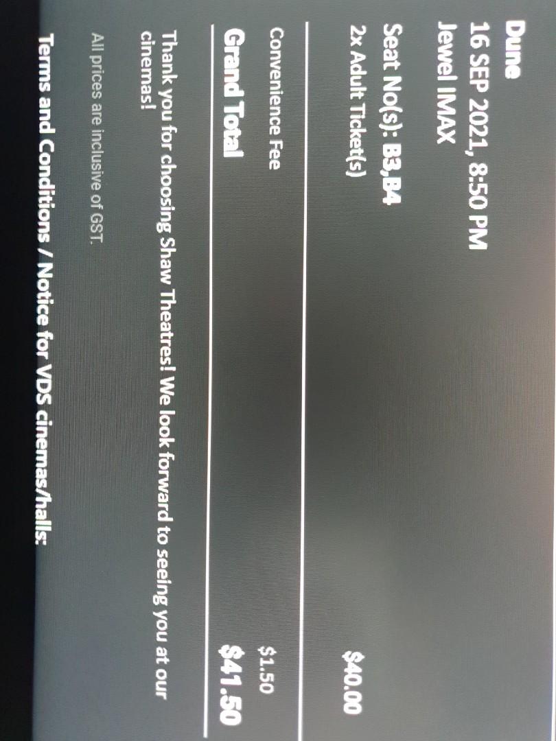 Movie Tickets DUNE in IMAX, Tickets & Vouchers, Event Tickets on