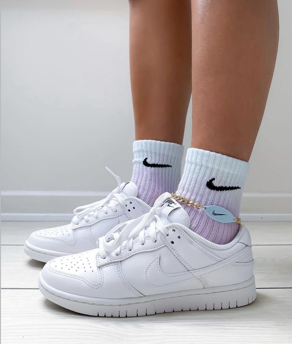 Nike Dunk Low Triple White, Women's Fashion, Footwear, Sneakers on Carousell