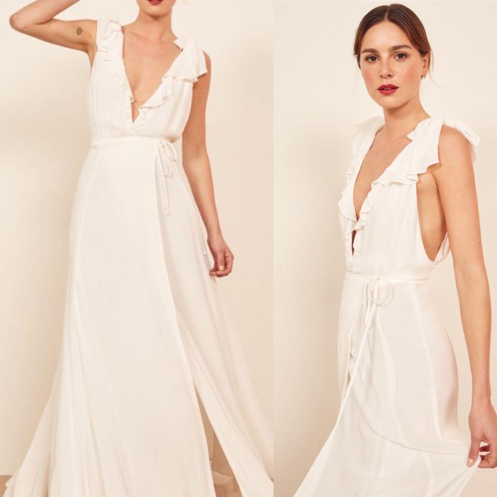 Reformation Peppermint Bridesmaid Wedding Maxi Dress Gown Authentic in Ivory Blush Champagne Navy