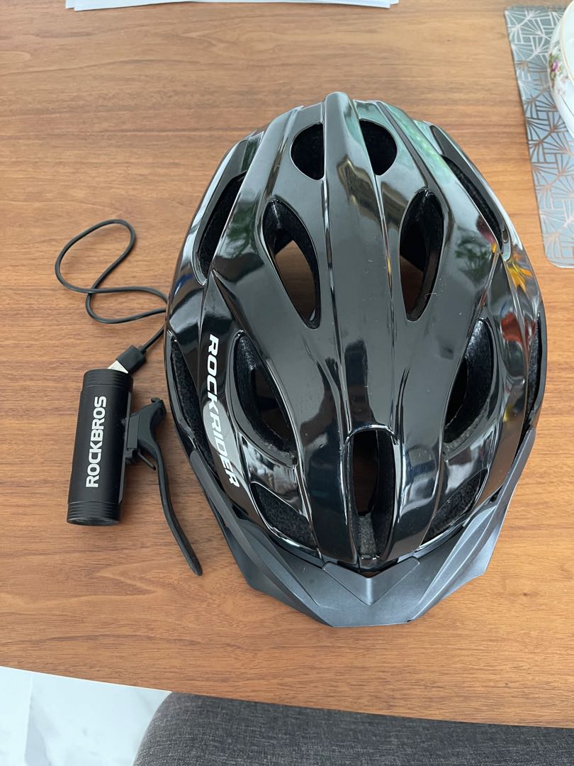 Rockbros Front light + Helmet , Sports Equipment, Bicycles & Parts ...