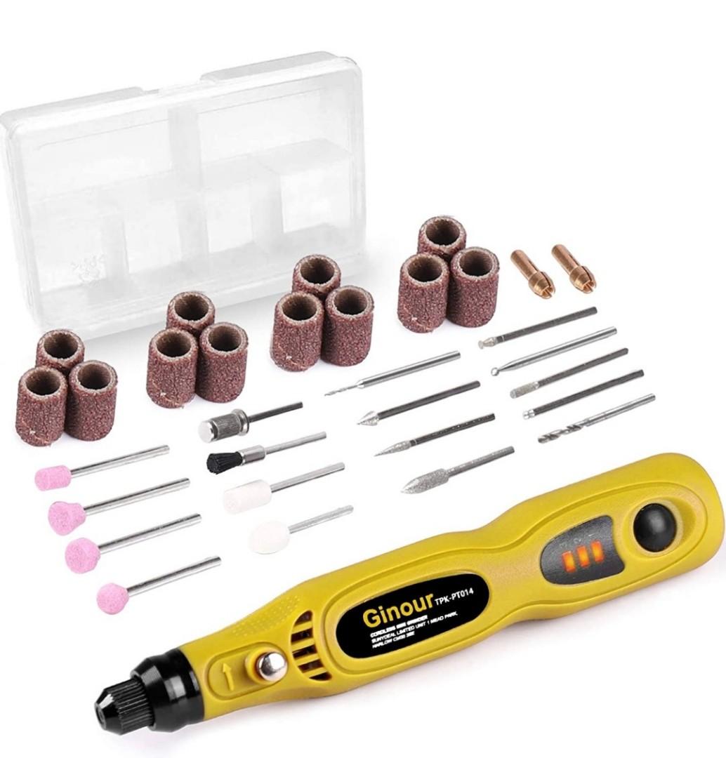 Rotary Tool Cordless, ginour, Rotary Tool with Accessories (Yellow)TPK