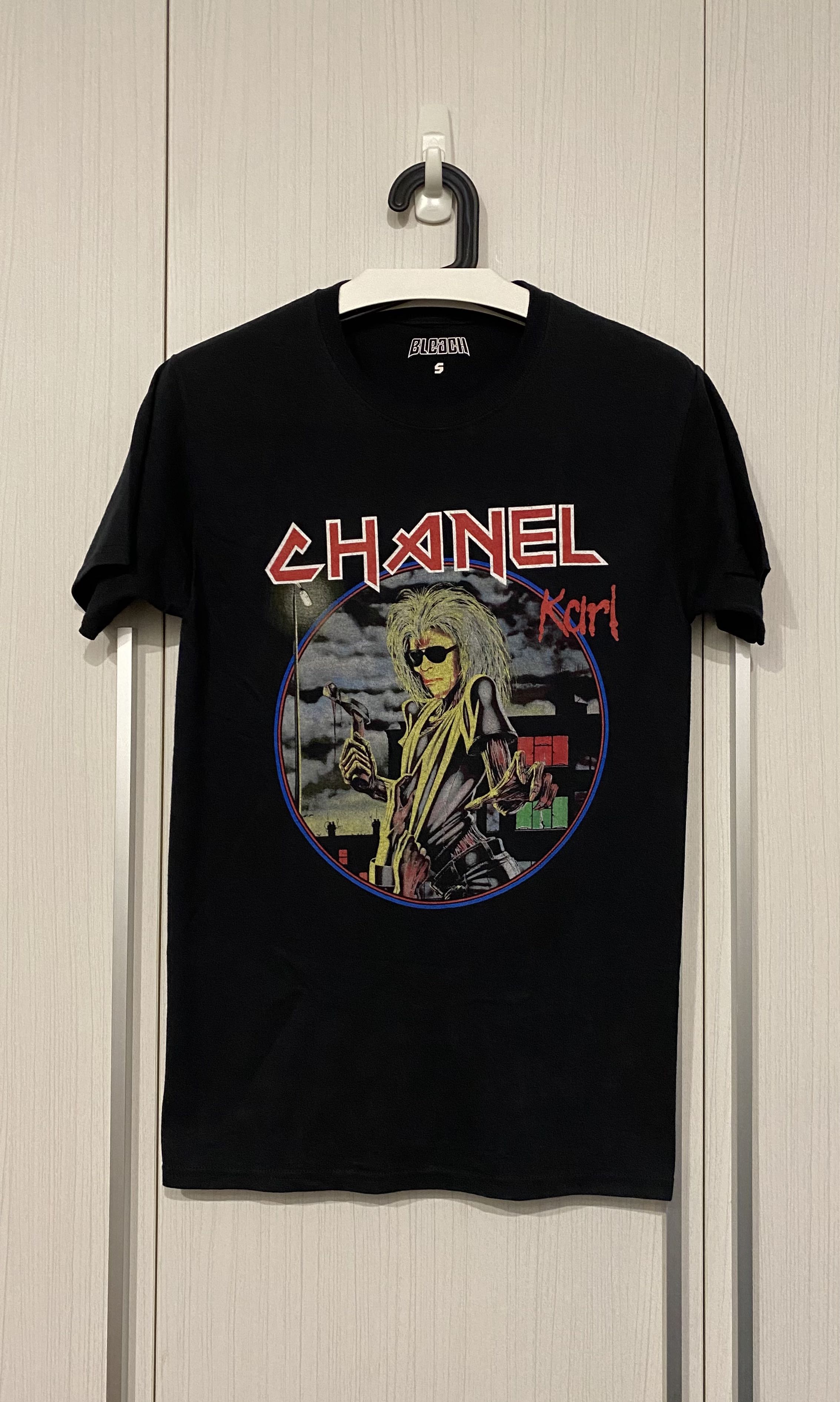 (S) BLEACH GOODS CHANEL KARL LAGERFELD “IRON MAIDEN” TEE (BLACK), Men's  Fashion, Tops & Sets, Tshirts & Polo Shirts on Carousell