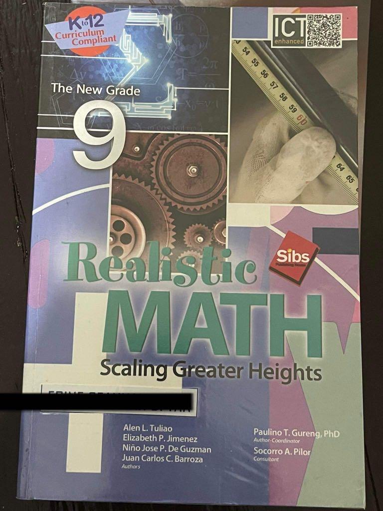 School books grade 9 (Category: Textbooks) located in Malabon City. Submitted by 09162884377 (Listing ID 1113679649, Image 2). Description: SIBS PUBLISHING HOUSE BOOKS ✔︎ CALLED TO FOLLOW CHRIST IN TRUE FREEDOM [ GRADE 9 ] — CHRISTIAN LIVING BOOK — No Folded Pages — No Dents — Only Pages 303-314 has Marks — Has Plastic Wrapper — No Name Mark On the sides of the Book. — Good as New. ✔︎ REALISTIC MATH SCALING GREATER HEIGHTS [ GRADE 9 ] — MATHEMATI