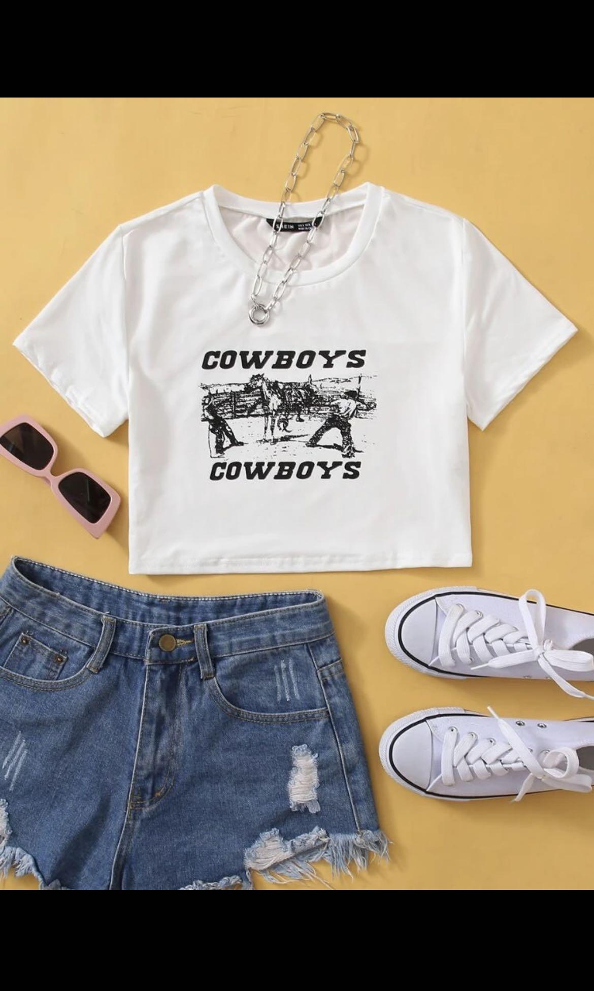 shein cowboy crop top, Women's Fashion 